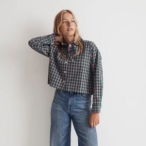 Madewell Signature Poplin Crop Shirt in Plaid